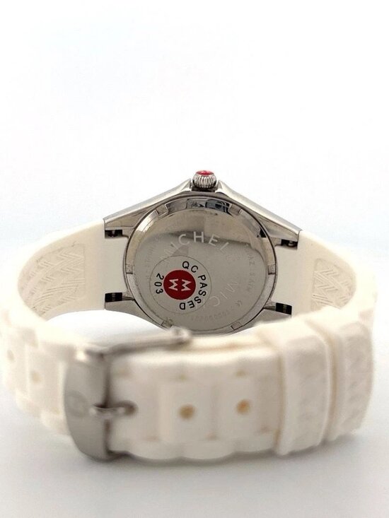 Michele Tahitian Jelly Bean Watch White Steel Silicone Box & Card MW12P000001 main image 4